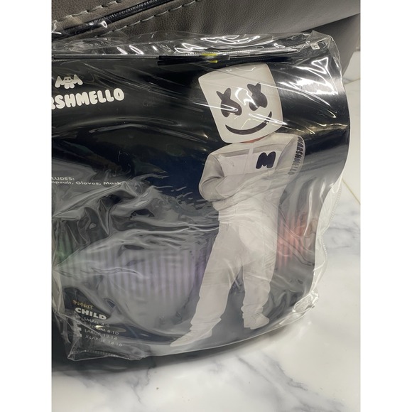 Kids Marshmello Black & White Mello Skeleton Costume - Medium 8-10 - Picture 1 of 4